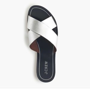 J Crew Cyprus Metallic Silver Slides